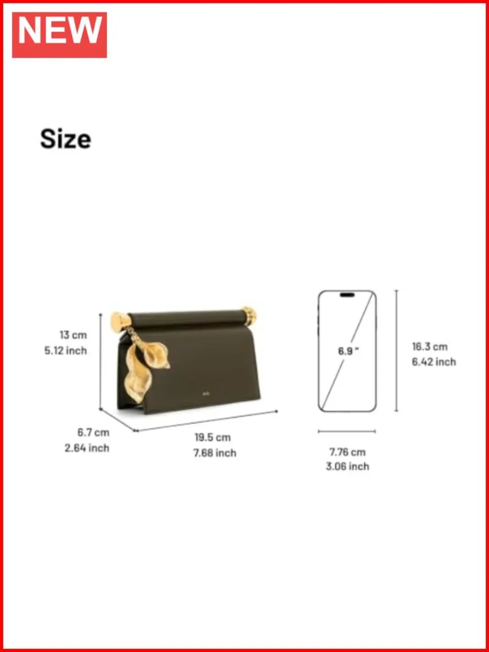 Vegan Leather Metal Pendant Embellished Clutch Evening Bag